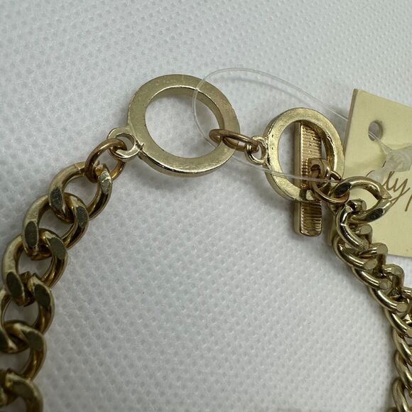 Elly Preston Gold Tone Beaded Multi Strand Chain Bracelet New Blue Gray - Picture 3 of 6